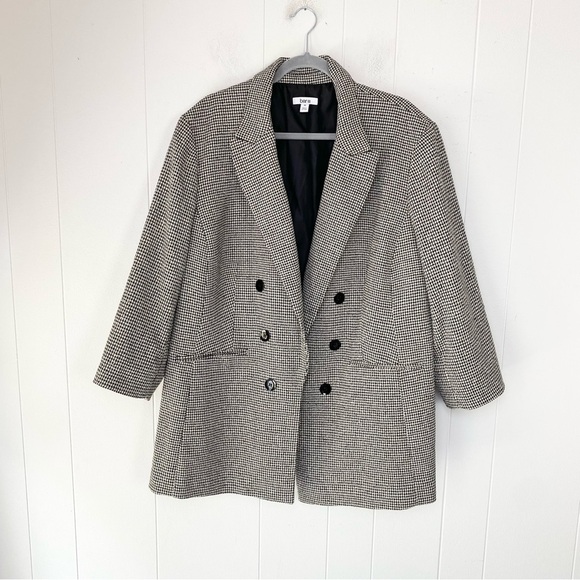 Bar III Women's Black Beige Houndstooth Double-Breasted Blazer Jacket Size 3X - Picture 1 of 11